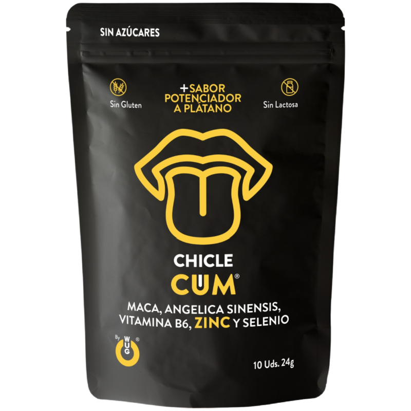 WUG CUM – Chicle funcional con sabor a plátano para potenciar la fertilidad, vitalidad y energía masculina