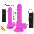 DIVERSIA - DILDO REALÍSTICO FLEXIBLE CON VIBRACIÓN LILA 20.5 CM -O- 4.2 CM