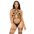 LEG AVENUE - KINK TEDDY ARNÉS CON ARO DE CORAZÓN TALLA L - NEGRO