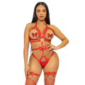 LEG AVENUE - KINK TEDDY ARNÉS CON TACHUELAS TALLA M - ROJO