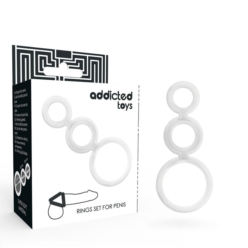 ADDICTED TOYS - SET ANILLOS PENE Y TESTÍCULOS CLEAR