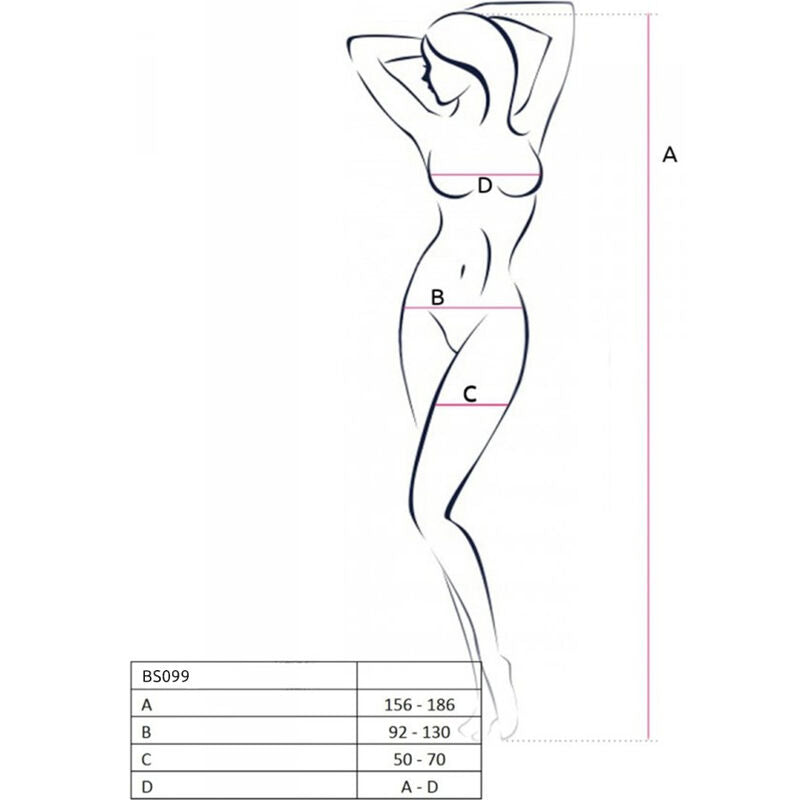 PASSION - BS099 BODYSTOCKING BLANCO TALLA ÚNICA