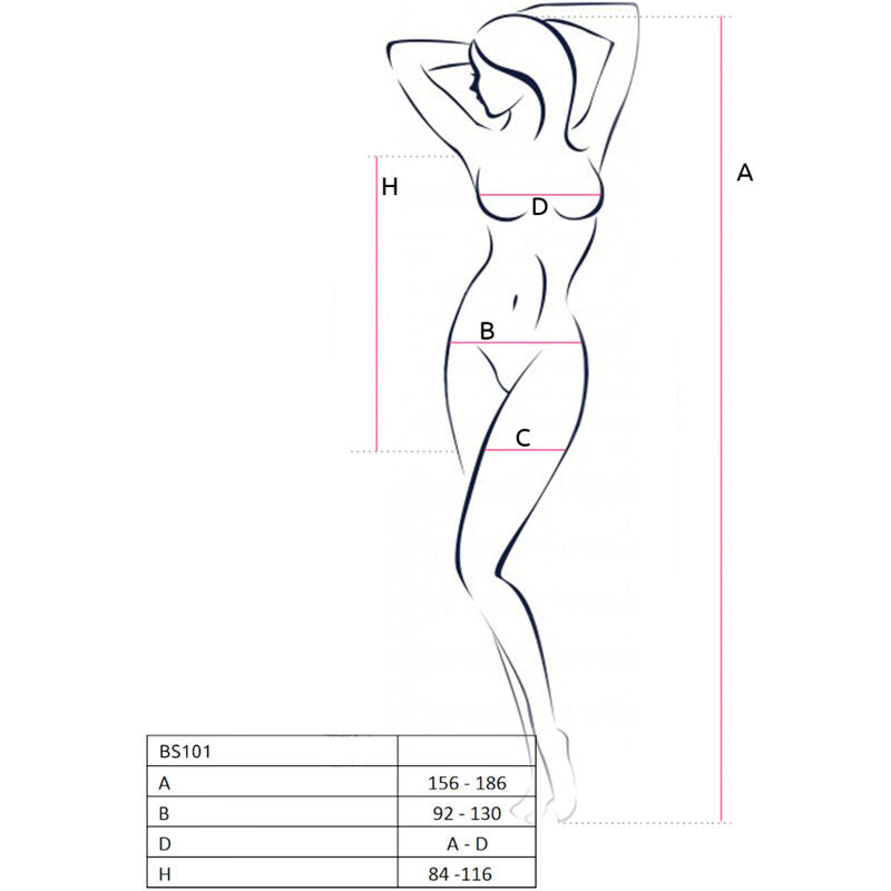 PASSION - BS101 BODYSTOCKING BLANCO TALLA ÚNICA
