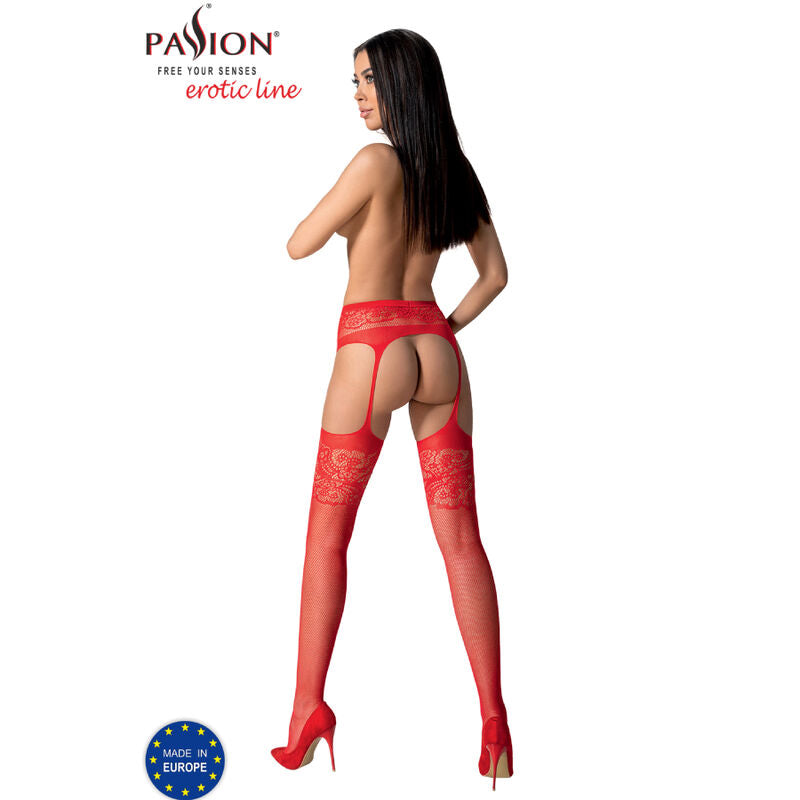PASSION - S029 MEDIAS CON LIGUERO ROJO TALLA ÚNICA