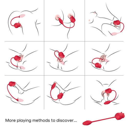 ARMONY - ROSA 2 EN 1 ESTIMULADOR SUCCIONADOR & VIBRADOR 10 MODOS CON COLA ROJO
