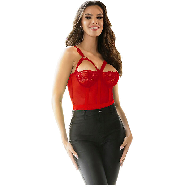 SUBBLIME - TEDDY CON LIGUERO DETALLE TIRAS PECHO ROJO L/XL