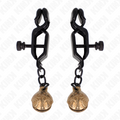 KINK - PINZAS PARA PEZONES PLANAS NEGRO CON CASCABEL 7 CM