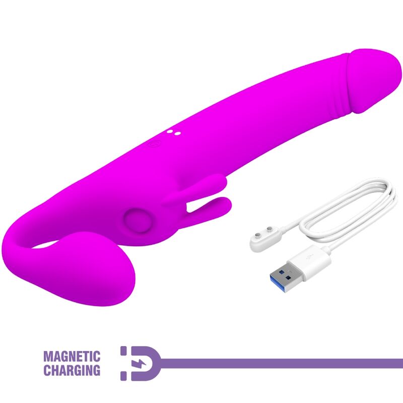 PRETTY LOVE - ZANINI DILDO STRAP-ON SIN ARNÉS 10 VIBRACIONES MORADO