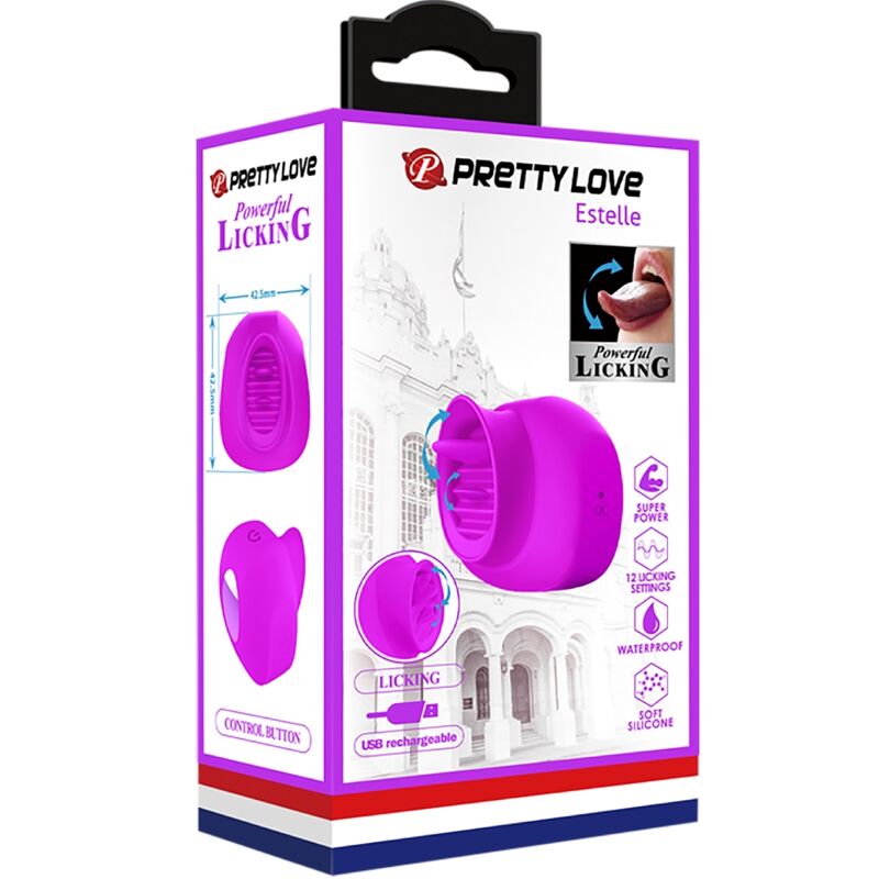 PRETTY LOVE - ESTELLE LENGUA ESTIMULADORA CLÍTORIS 12 VIBRACIONES MORADO