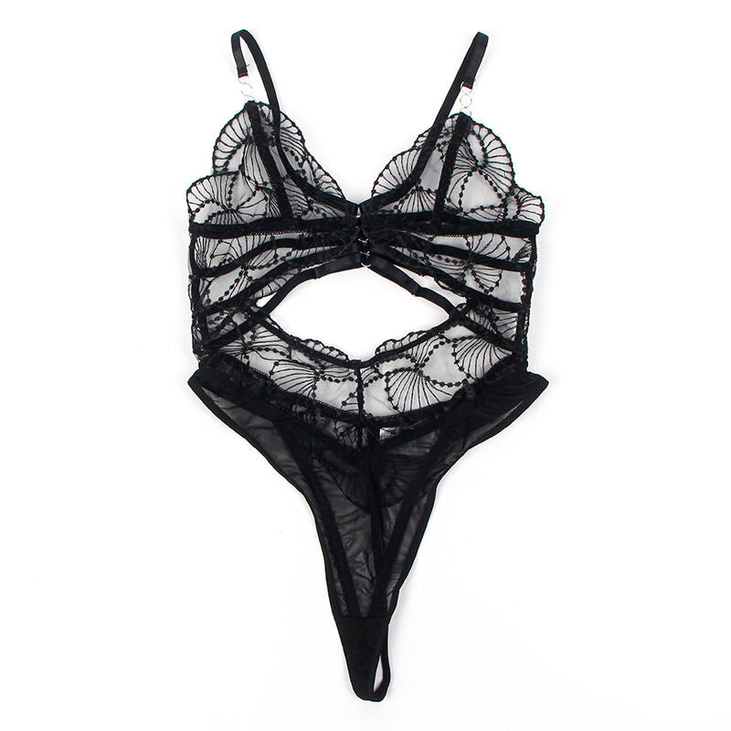 SUBBLIME - 955229 BODY TRANSPARENTE CON ENCAJE HUECO NEGRO L/XL