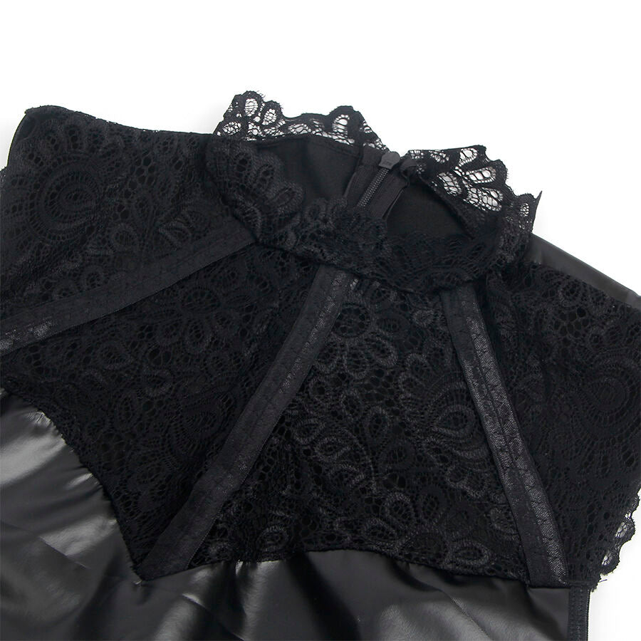 SUBBLIME - 957551 VESTIDO DE CUERO CON CUELLO DE ENCAJE NEGRO L/XL