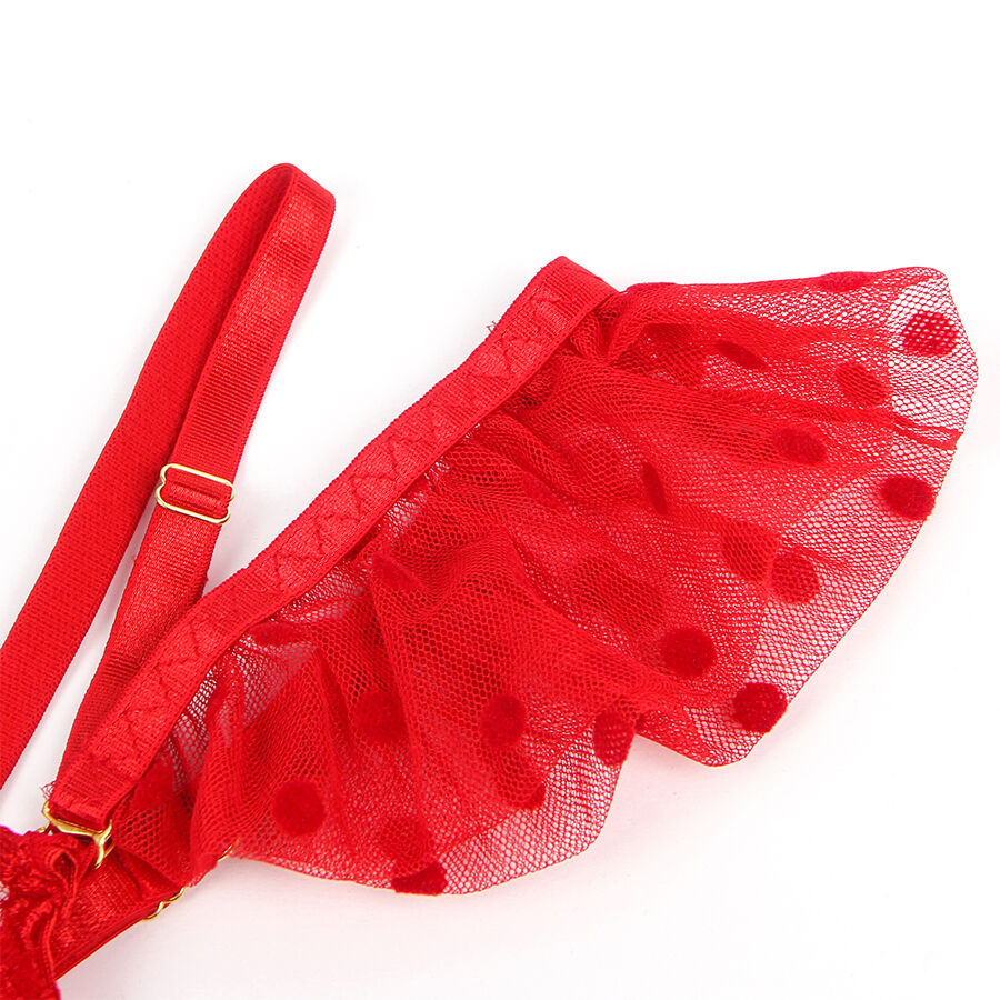 SUBBLIME - 957506 CONJUNTO SUJETADOR Y LIGA DE ENCAJE ROJO S/M