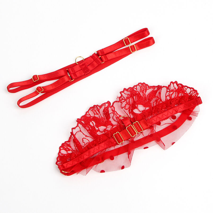 SUBBLIME - 957513 CONJUNTO SUJETADOR Y LIGA DE ENCAJE ROJO L/XL