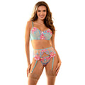 SUBBLIME - 957650 CONJUNTO SUJETADOR Y LIGUERO CON BORDADOS DE FLORES ROSAS L/XL