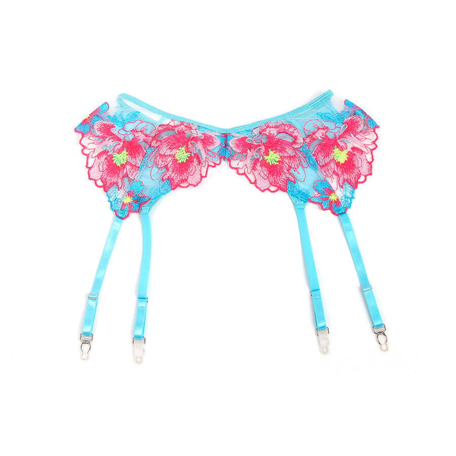 SUBBLIME - 957650 CONJUNTO SUJETADOR Y LIGUERO CON BORDADOS DE FLORES ROSAS L/XL