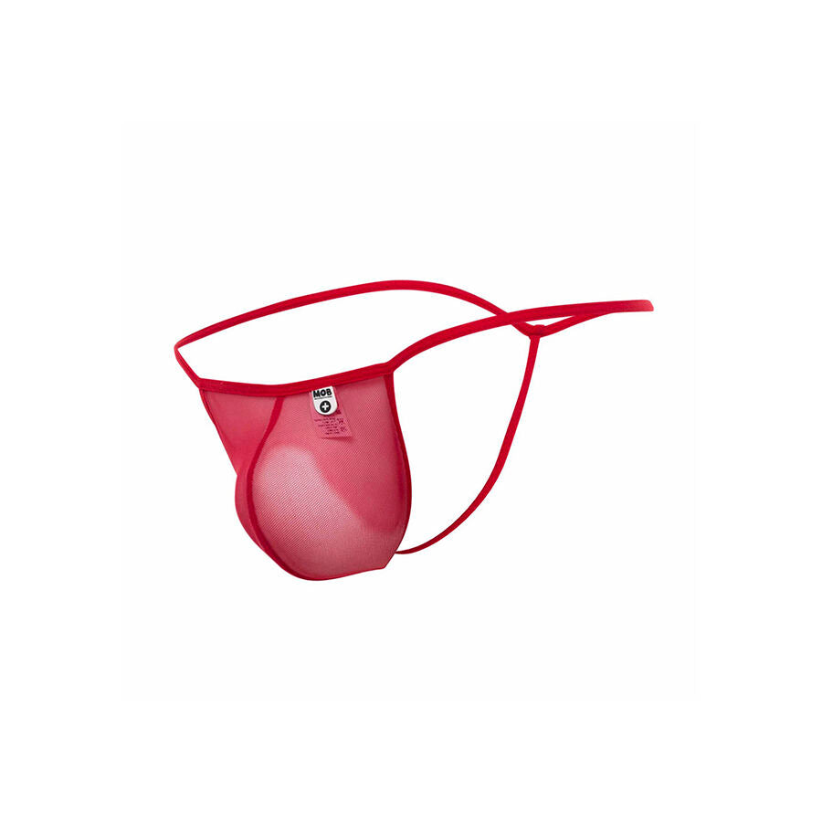 MOB - TANGA TRANSPARENTE CON FORMA DE T ROJO TALLA S/M