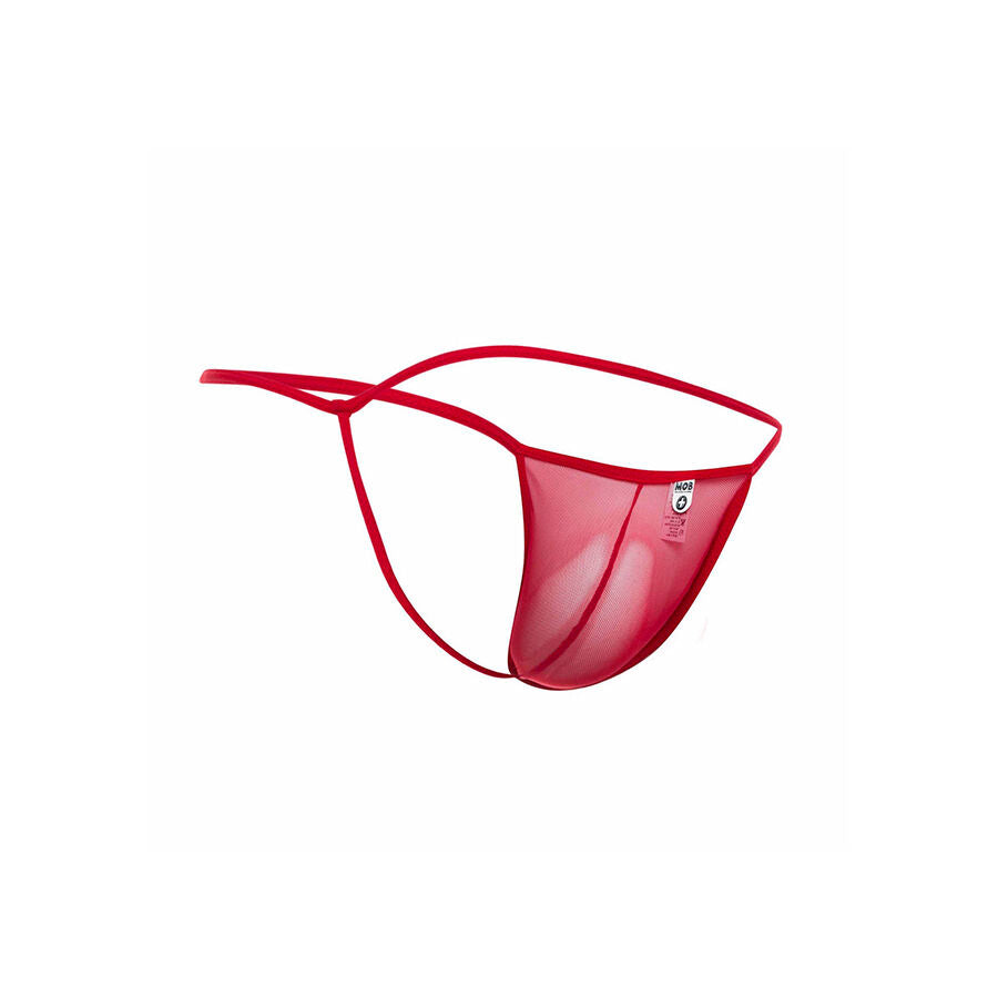 MOB - TANGA TRANSPARENTE CON FORMA DE T ROJO TALLA S/M