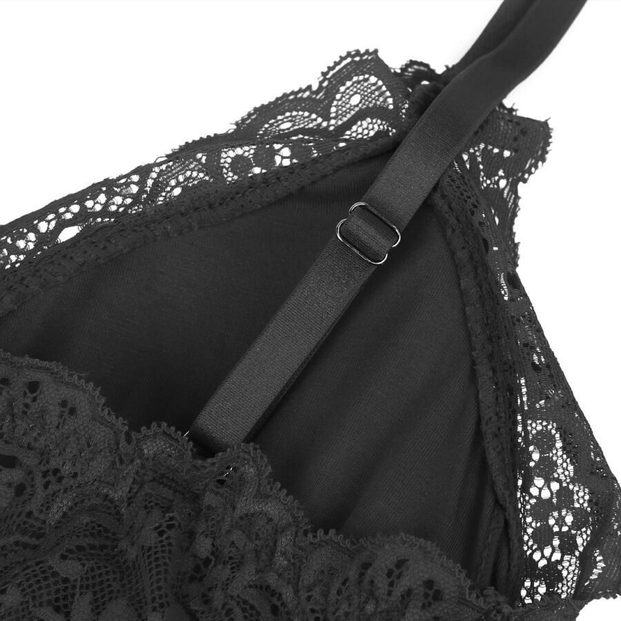 SUBBLIME - TEDDY DETALLE ENCAJE FLORAL NEGRO S/M