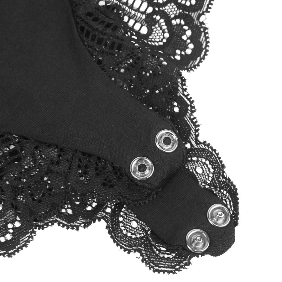 SUBBLIME - TEDDY DETALLE ENCAJE FLORAL NEGRO L/XL