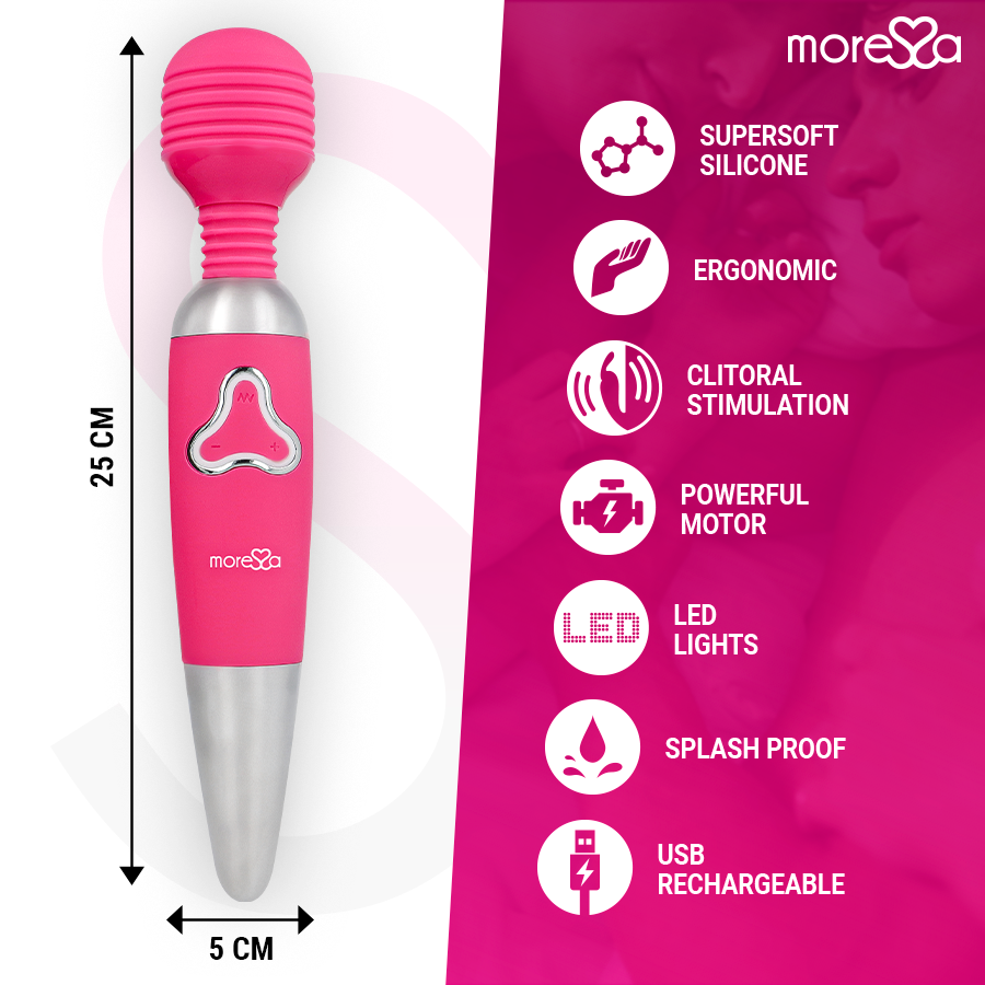 MORESSA - ODILON WAND POTENTE MOTOR MAS DOS CABEZALES PREMIUM SILICONE RECARGABLE