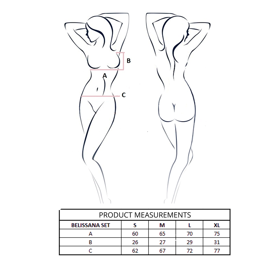 PASSION - BELISSANA SET SUJETADOR + TANGA NEGRO S/M