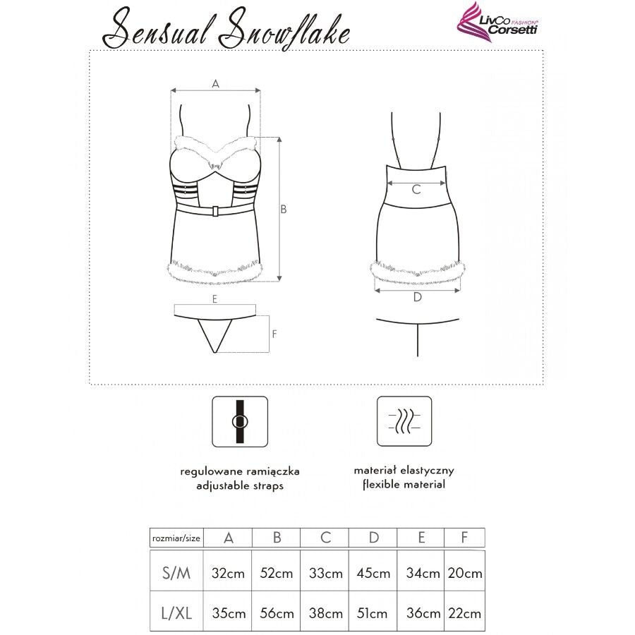 LIVCO CORSETTI FASHION - SENSUAL SNOWFLAKE LC 90603 CAMISA + TANGA + DIADEMA NAVIDEÑA L/XL