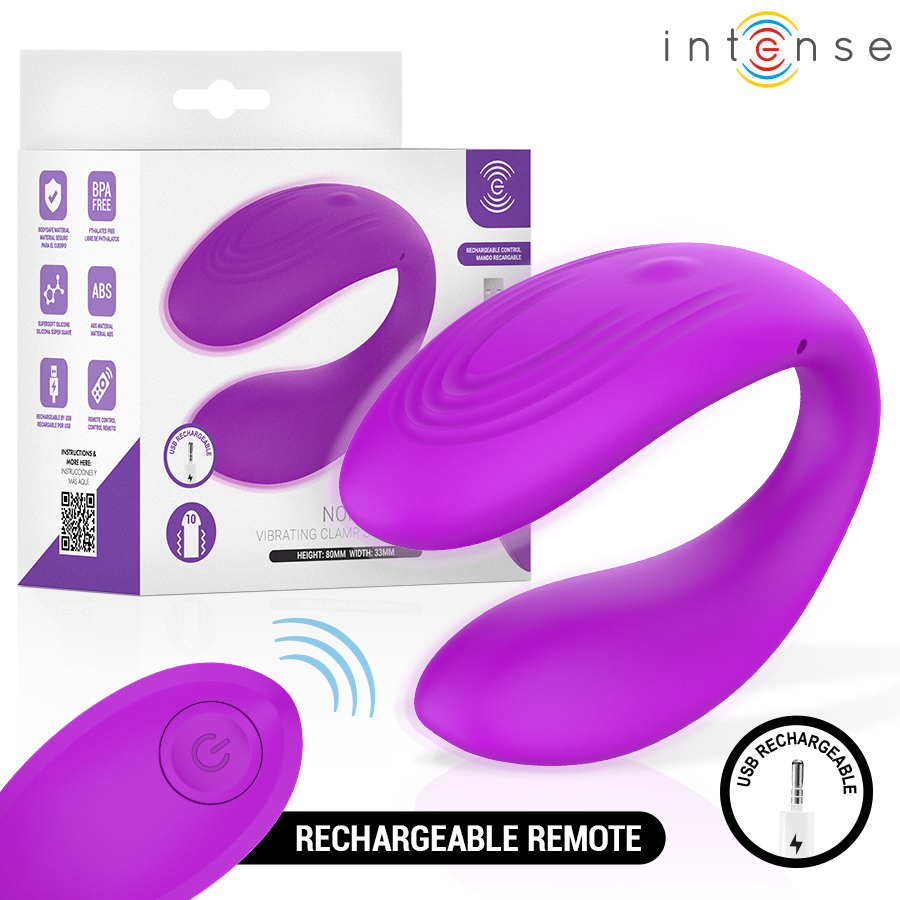 INTENSE - NORA ESTIMULADOR DE PINZA CON VIBRACIÓN MORADO