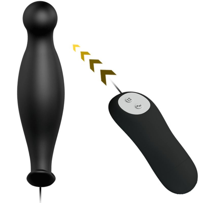 PRETTY LOVE - PLUG ANAL SILICONA 12 MODOS VIBRACIÓN NEGRO
