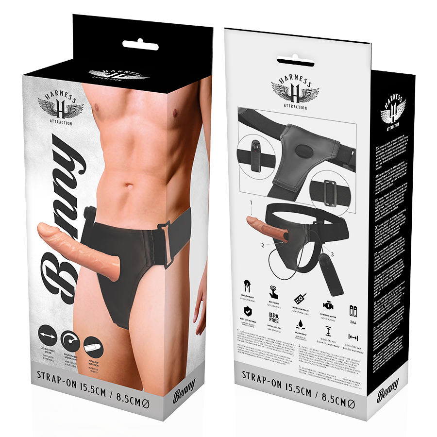 HARNESS ATTRACTION - ARNÉS  HUECO BENNY CON VIBRADOR 15 CM -O- 4.5 CM