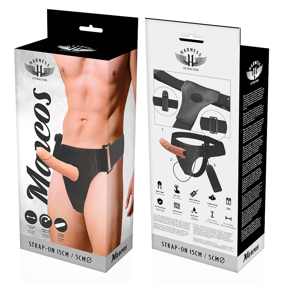 HARNESS ATTRACTION - ARNÉS  HUECO MARCOS CON VIBRADOR 15 CM -O- 5 CM