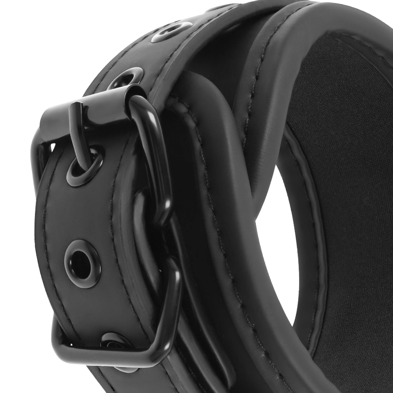 FETISH SUBMISSIVE - COLLAR Y ESPOSAS CUERO VEGANO CON FORRO DE NEOPRENO